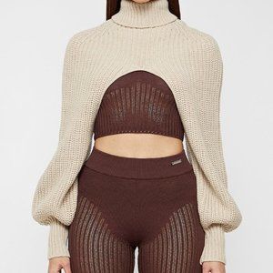 Manière De Voir - Chunky Knit Turtleneck Arm Warmer (Beige)